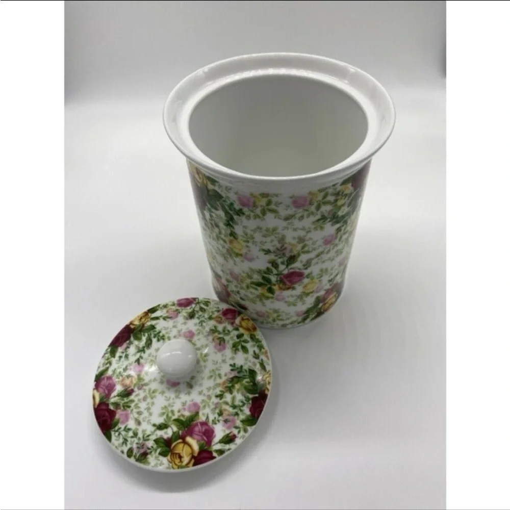 Royal Albert Country Rose Cottagecore Cookie Jar - RARE
